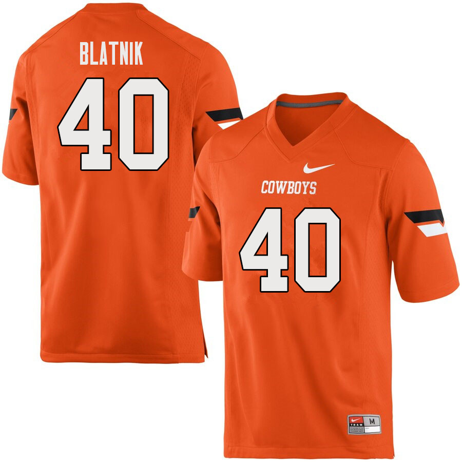 Men #40 Colby Blatnik Oklahoma State Cowboys College Football Jerseys Sale-Orange - Click Image to Close